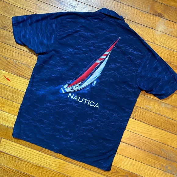 Nautica printed cotton buttonup sailing boat graphic shirt - Picture 4 of 4